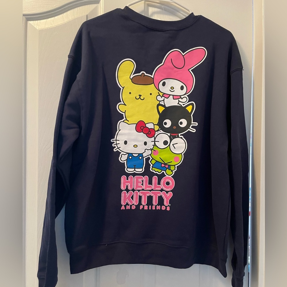 Sanrio xl women’s crew neck sweater navy new